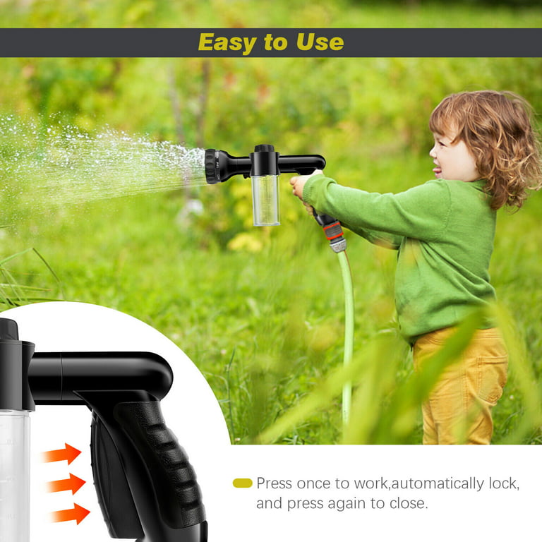 Elegant Choise Garden Hose Nozzle High Pressure 8 Watering Pattern with  3.5Oz Soap Sprayer 