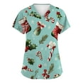 thumbnail image 2 of Garbnen Scrubs for Women Tops Merry Christmas Womens Scrubs Short Sleeve V Neck Santa Claus Print Nurse Uniforms with Pockets, 2 of 6