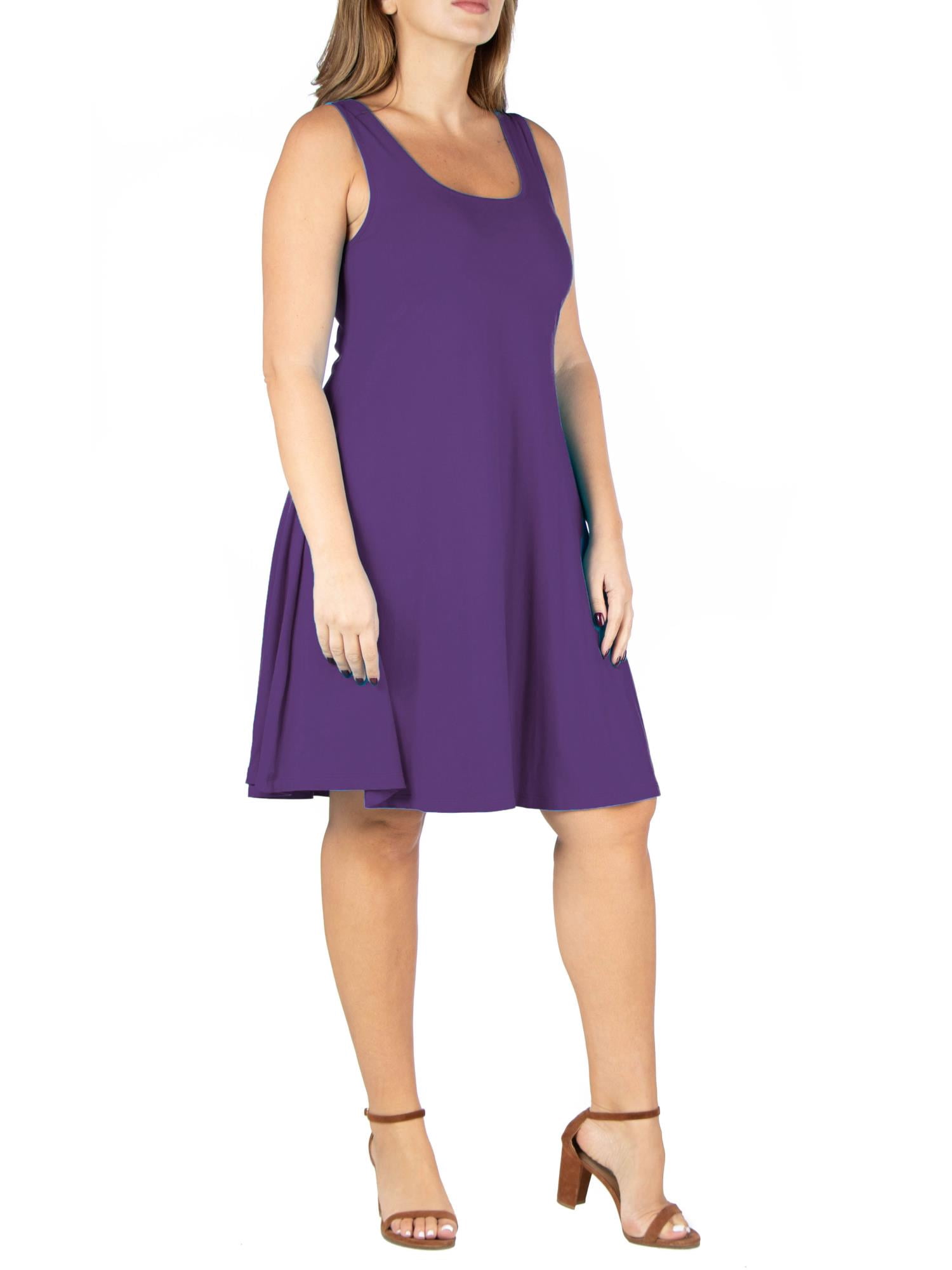 24seven Comfort Apparel Plus Size Fit and Flare Knee Length Tank Dress