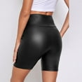 thumbnail image 5 of Women's High Waist Leather Shorts Booty Hot Pants PU Leather Shorts Leggings Club Shorts for Women, 5 of 7