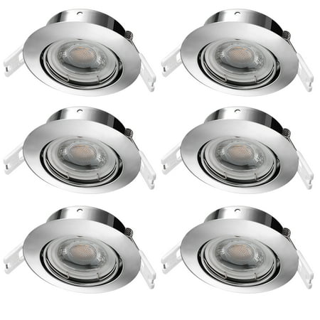 

YUNLIGHTS 6pcs 6W LED Dimmable Recessed Ceiling Downlight Adjustable LED Retrofit Lighting Fixture (Warm White Light)