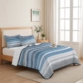 thumbnail image 5 of Queen Quilt Set 90''x96'', Blue Nordic Style Stripes Lightweight Summer Bedspread Coverlet Set with 2 Pillow Shams, Blue Gray Texture Breathable All Season Quilt Bedding for Bedroom/Guest Room, 5 of 9