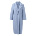 thumbnail image 5 of YDFCWXW Women's Oversized Notched Collar Wool Blend Single Midi Long Trench Coat Blue, 3XL, 5 of 6