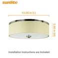 thumbnail image 4 of Sunlite 49161 13" LED Flush Mount Fabric Single Drum Light Fixture, 20 Watts (60W=), 1100 Lumens, Color Selectable 30K/40K/50K, Dimmable, ETL Listed, Brushed Nickel, for Residential & Commercial Use, 4 of 7
