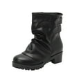 thumbnail image 2 of Tawop Ladies Boots Chunky Low Heel Buckle Winter Fall Black Boots, 2 of 7