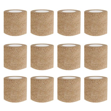 12pcs Tattoo Grip Tape Skin Color, 2.95"x 5Yards Disposable Cohesive Tattoo Grip Cover Wrap Elastic Bandage Handle Grip Tube for Tattoo Machine Tattoo Grip Accessories