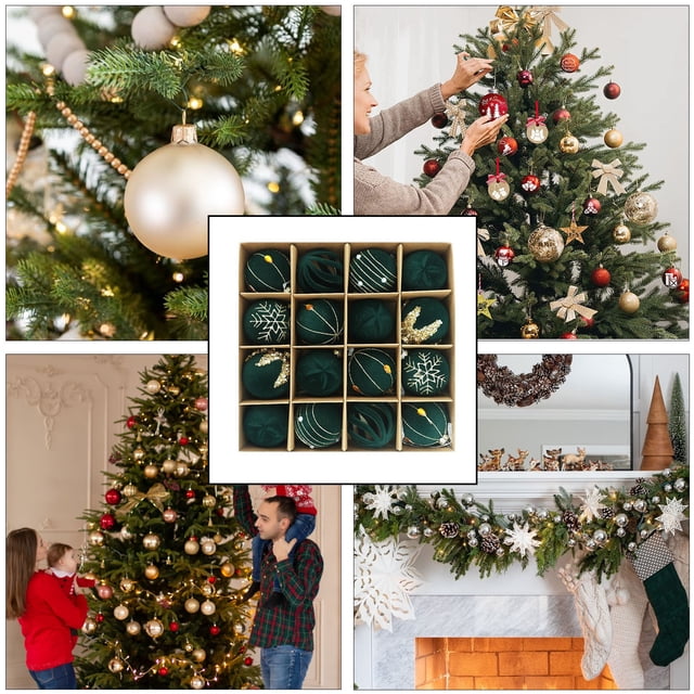 xihome Paquete de 24 bolas de plstico para adornos navideños, esferas decorativas de 6 cm de dimetro con agujeros para colgar.