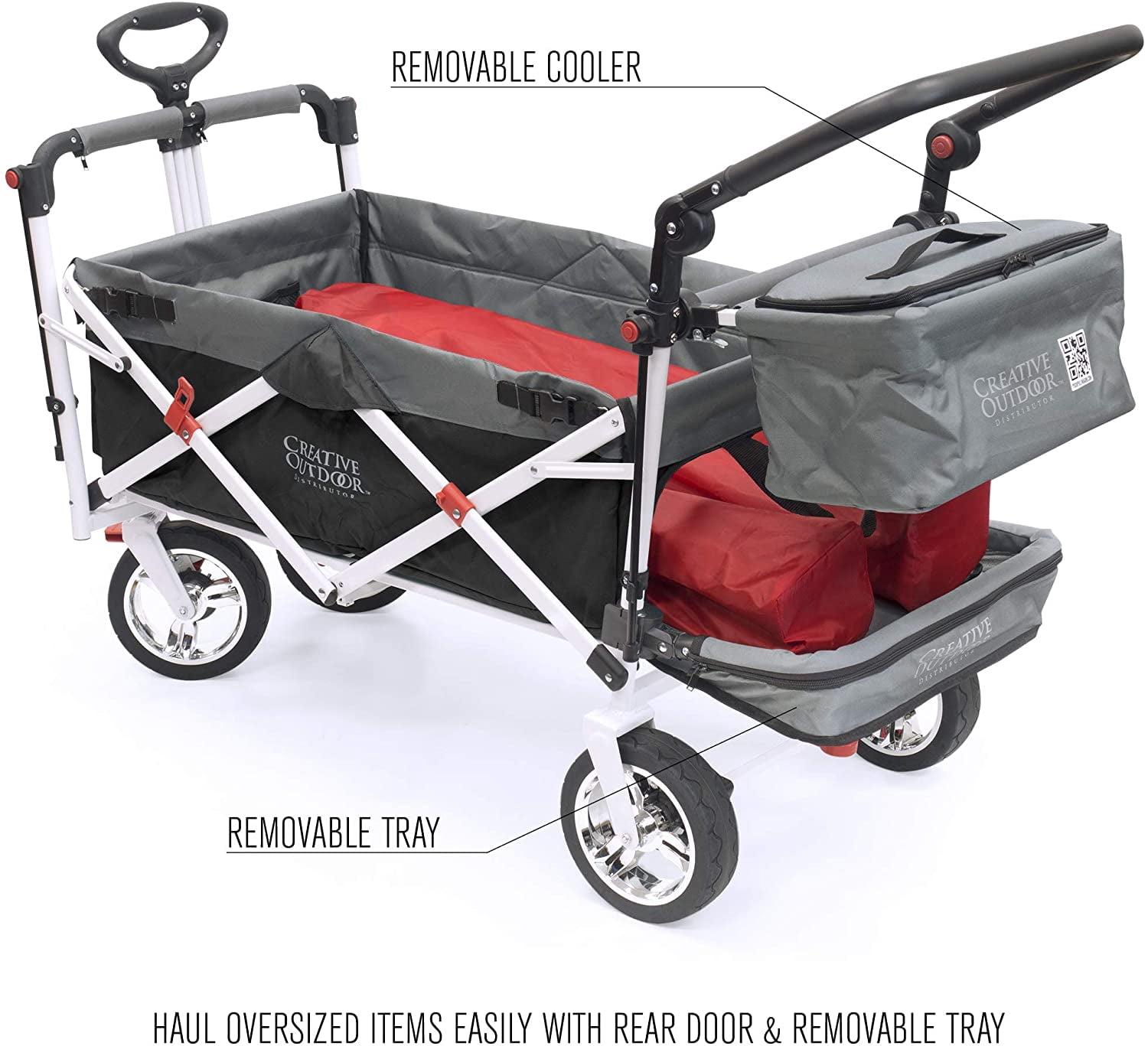 Creative Outdoor Products Push-Pull Black Collapsible Folding Wagon Stroller Cart