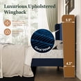 thumbnail image 4 of Amolife Queen Size Platform Bed Frame with Velvet Upholstered Wingback Headboard, Dark Blue, 4 of 11