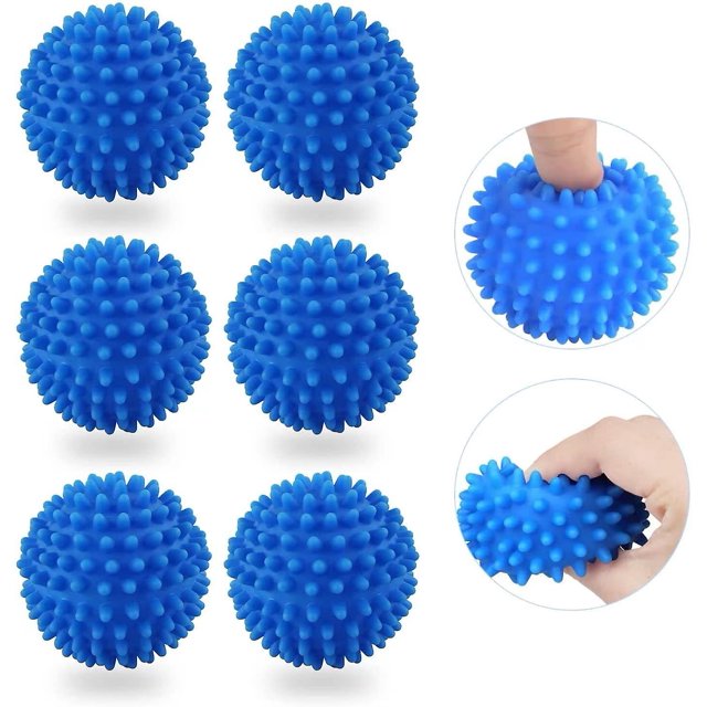 6 paquetes de bolas ecológicas para secadora de ropa, bolas de lavado suaves de silicona reutilizables (azul)