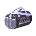 thumbnail image 2 of Dance Duffle Bag for Girls, Water-resistant Kids Travel Bag with Adjustable Carry On and Handy Pouch, Dance Accessories For Girls (Black/Purple), 2 of 9