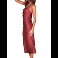 thumbnail image 2 of Vestido de Mujer con Tirantes, Cintura Media, Color Liso, Espalda Baja, Lazo, Elegante, con Hombros Descubiertos y Medio. Rojo M, 2 of 9