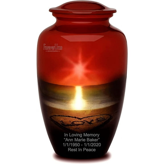 Personalized Extra Large Urns for Human Ashes, Customized Sunset Adult Cremation Urn, 320 lbs with Velvet Bag.