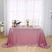 Kirsooku Pink Sequin Tablecloth Glitter Sparkly Iridescent Shimmer for Rectangle Tables 60 X 126 Table Covers Decorations for Birthday Party Supplies Event Wedding Table Skirt Decor