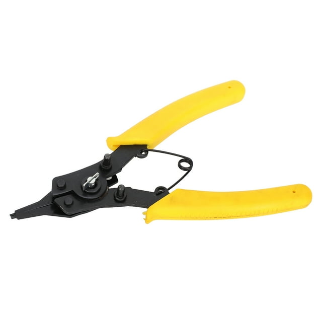 Ergonomic 4-in-1 Circlip Pliers Set with Plastic Handle - Rust-Proof Body, Suitable for Straight/Curved Inner & Outer Clips, Includes 3 Replacement Circlips, Durable Multi-Functional