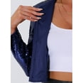 thumbnail image 5 of INSPIRE CHIC Sequin Cardigan for Women's Button Long Sleeve Open Front Cropped Party Club Jackets Dark Blue M, 5 of 5
