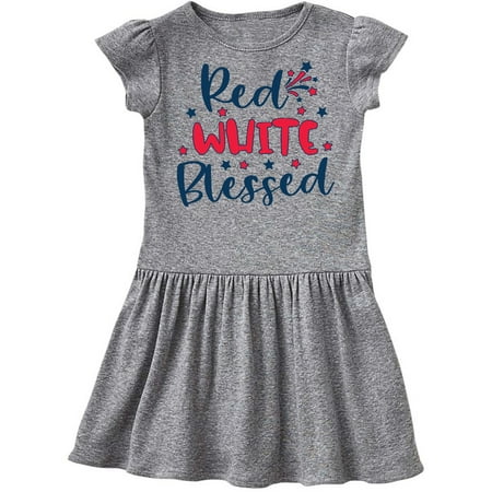 

Inktastic 4th of July Red White Blessed Fireworks Gift Toddler Girl Dress
