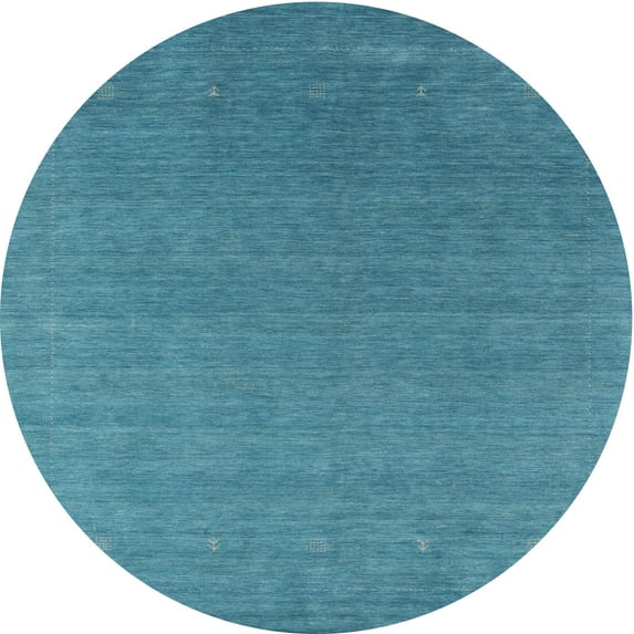 Ahgly Company Indoor Round Contemporary Blue Ivy Blue Abstract Area Rugs, 6' Round