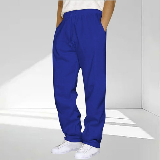 Timegard Mens Sweatpants Drawstring Elastic Waist Lightweight Workout Pants Solid Color Casual Trousers