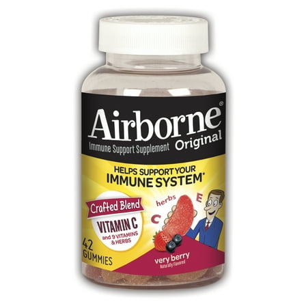 Airborne Mixed Berry Flavored Gummies - 1000mg of Vitamin C and Minerals & Herbs Immune Support, 42 count