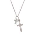 thumbnail image 2 of Delight Jewelry Silvertone Large Initial - T - Be Strong and Courageous Engraved Cross Zoey Necklace, 28", 2 of 4