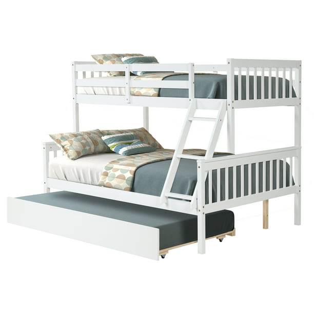 Dormitory Bedroom Boys Girls S, Twin Over Queen Bunk Bed With Trundle White