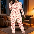 thumbnail image 2 of FDGIU ‌‌‌‌Women's Plus Size Valentine Pajama Set - 2 Piece Long Sleeve Button Down Sleepwear with Heart Print, 2 of 7