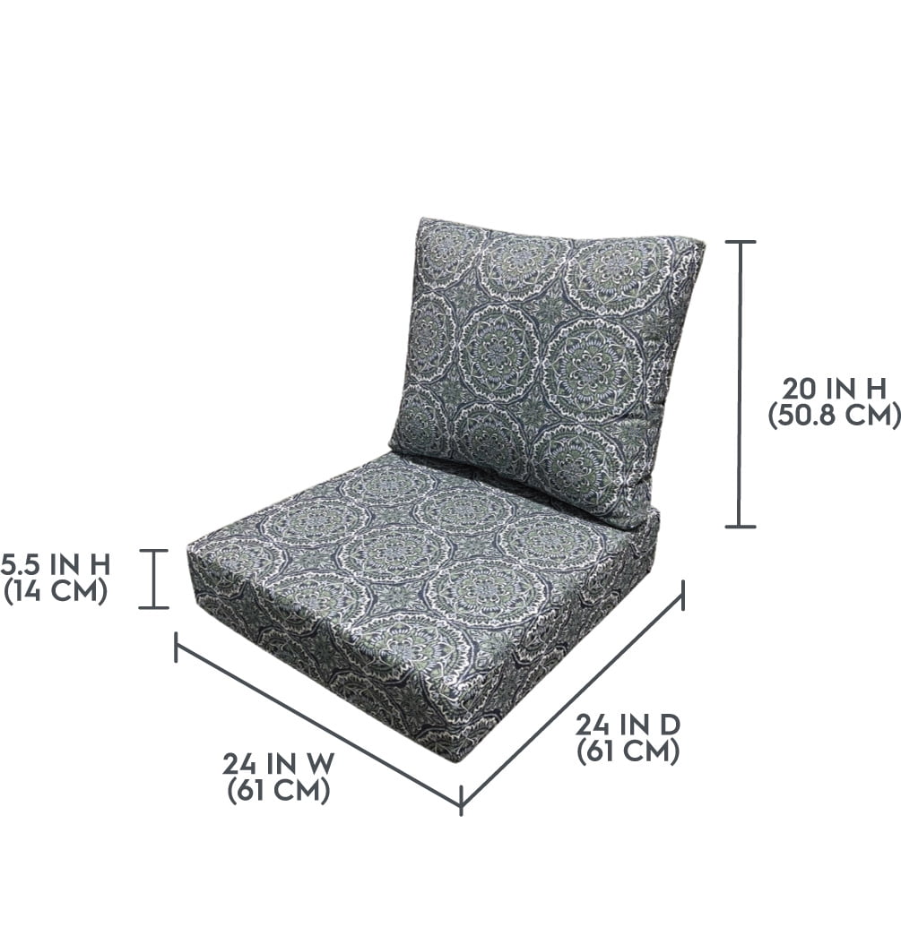 Better Homes & Gardens 24"x 24" Premium Blue & Green Medallion Outdoor 2 Piece Deep Seat Cushion