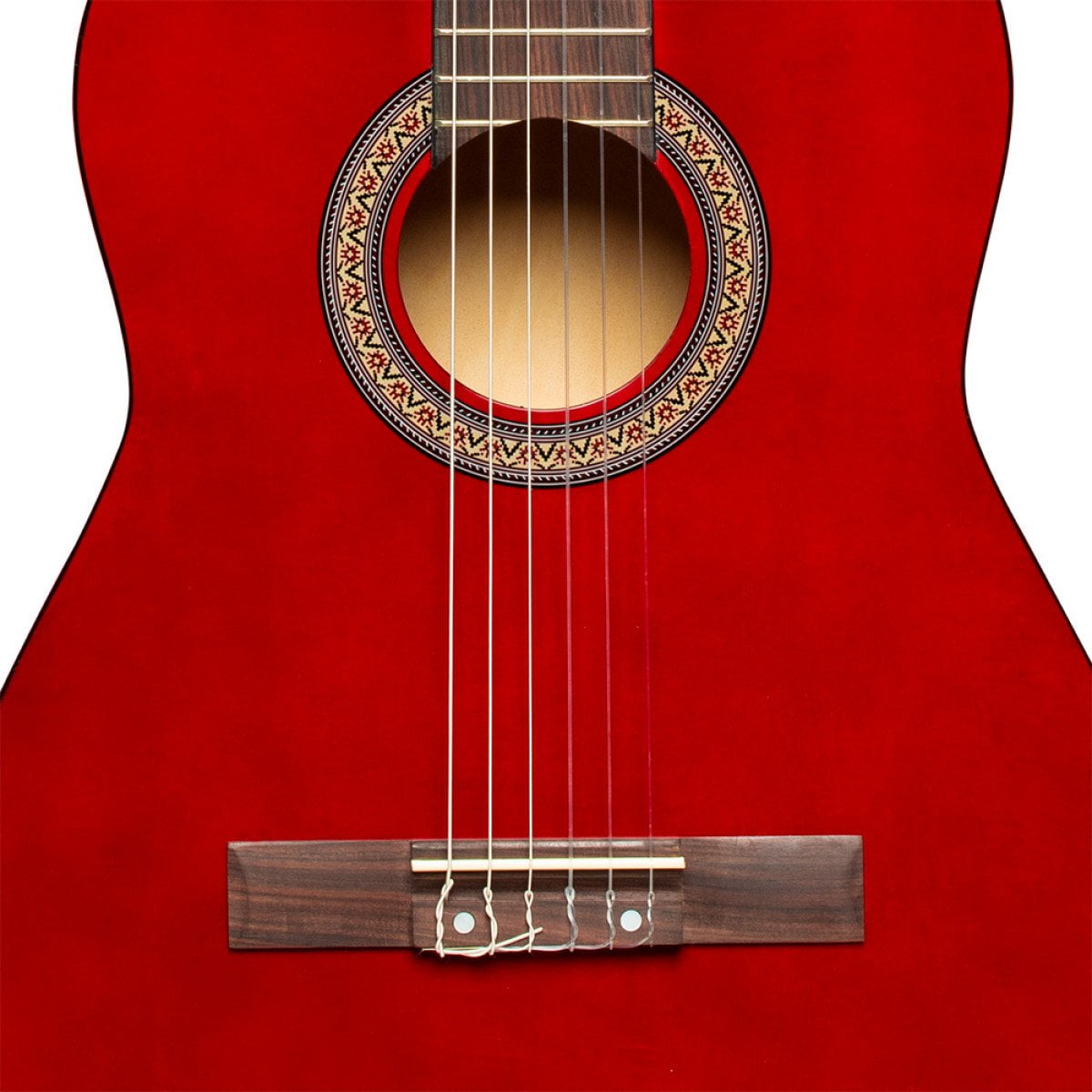 3/4 classical guitar with linden top, red
