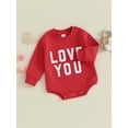 thumbnail image 3 of SUNSIOM Barboteuse Bébé Saint-Valentin Manches Longues Col Rond Imprimé Lettre Combinaison Garçon Fille, 3 of 9