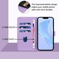 thumbnail image 3 of Wallet Case Compatible for iPhone 12 / 12 Pro, PU Leather Magnetic Closure Protective Flip Folio Case with 3 Card Holder and Wrist Strap Cover Women Men,Purple,For iPhone 12 / 12 Pro, 3 of 7