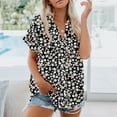 thumbnail image 5 of Button Down Shirt Women Cotton Short Sleeve Blouses V Neck Collared Button Up Summer Beach Tops, 5 of 7
