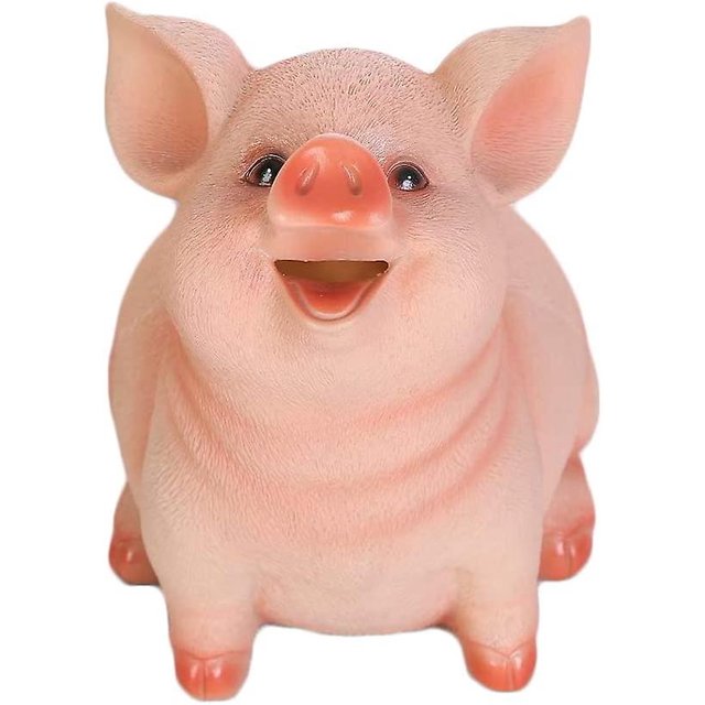 Caja de dinero en forma de cerdo bonito, caja pequeña de resina para ahorrar dinero, regalo de cerdo compatible con niños y niñas Afortunado Sencillez