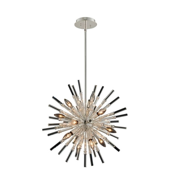 037455-014-FR001-Allegri Lighting-Sprazzo - 14 Light Pendant   Polished Silver Finish with Firenze Crystal