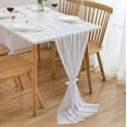 thumbnail image 1 of Camino de mesa de gasa, 72*304 cm, decoración de mesa de boda blanca, decoración de cumpleaños JM  MX-0136300FYD, 1 of 5