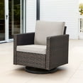 thumbnail image 2 of PARKWELL Outdoor Swivel Glider Chair, Patio Swivel Rocking Lounge Chair with Beige Cushions for Balcony Patio, Brown Wicker, 2 of 10