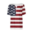 thumbnail image 5 of successthop 4th of July Clothes Women Flags Loose Plus Size V Neck T Shirt Button Holiday Shirts Short Sleeve Tops Red, 5 of 5