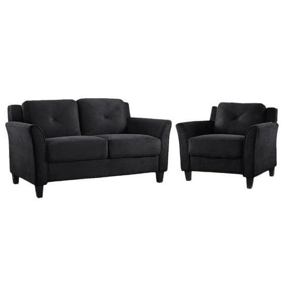 LifeStyle Solutions Hartford 2 Piece Microfiber Loveseat and Chair Set in Black