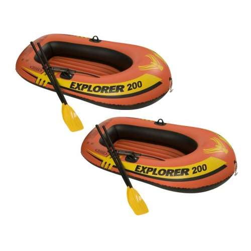 Intex Explorer 200 Inflatable 2 Person River Boat Raft Set with Oars & Pump (Pair) - Walmart.com