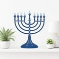 thumbnail image 2 of Aviv Judaica Traditional LED Hanukkah Menorah Powered by Battery or USB Chanukiah Electric Menorah 4' Micro USB Cable Included - Electronic Chanukah Candles Minorah Lighted Hanukah Decorations (Blue), 2 of 4