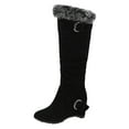 thumbnail image 2 of Bnwani Low Heel Boots Women Fall Winter Fashion Thick Knee-High Versatile Retro Sweet Boot Black Size 5.5, 2 of 8