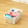 thumbnail image 6 of Hovmgk Sundry Storage Box, Stackable Plastic Basket for Home Cabinet Storage, Large Storage Box for Snacks, Toys & More, Sturdy Polypropylene with Side Handles for Easy Retrieval, Blue/Pink/White, 6 of 6