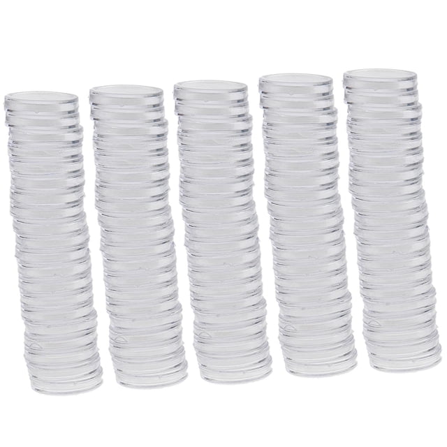 100pcs Contenedor de Almacenamiento Yotijar Caso Claro Ronda Moneda 22 mm