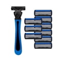 thumbnail image 1 of 10 Pcs Razor Set for Men Dual Lubrication Precision Trimmer-blue-, 1 of 7