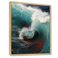 thumbnail image 2 of Designart "Vermilion And Viridian Wave Vibrant Marvel" Coastal Floater Framed Wall Decor, 2 of 5