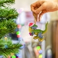 thumbnail image 3 of Cute Dinosaur Christmas Ornament, Acrylic Hanging Pendant with Santa Hat, Festive Xmas Tree Decor for Kids, Holiday Home Decoration, 1PC, 3 of 9