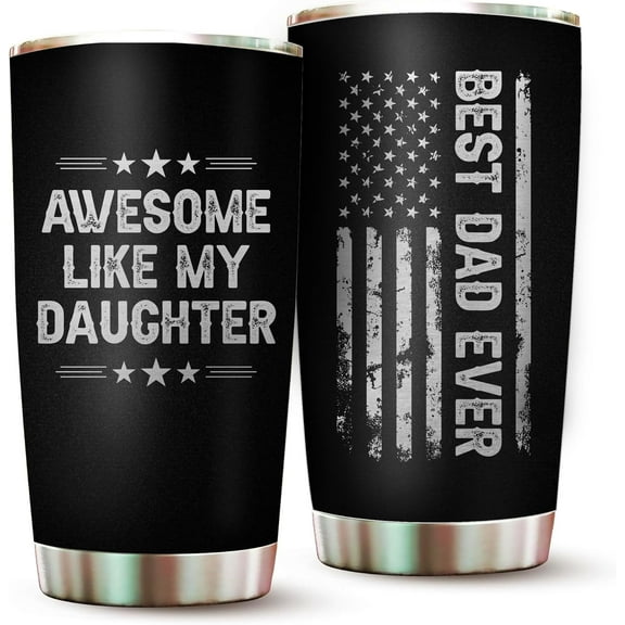 Dad Gifts from Daughter Awesome Like My Daughter Mug Tumbler for Dad Christmas Best Gifts for Dad Mugs from Daughter Awesome Like My Daughter Cup Best Dad Ever Gifts Stainless Steel Tumbler 20oz