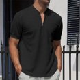 thumbnail image 2 of USNSM Mens Henley Shirts Short Sleeve Casual T-Shirt Summer Solid Color Lightweight Collarless Work Outdoor Golf Shirts Black L, 2 of 9