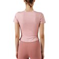 thumbnail image 4 of Franhais Women Summer Sport T-Shirt, Solid Color V-Neck Short Sleeve Quick Dry Tee Tops for Workout, 4 of 5