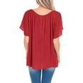 thumbnail image 2 of Camiseta de mujer con cuello redondo, ligera, transpirable, holgada, informal, fluida, arrugada, delantera, manga corta, camiseta para mujer de verano, rojo, XXL, 2 of 4